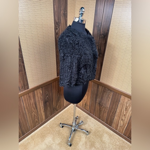 Byte By Giuliana Teso Black Curly Lamb Fur Jacket Coat 40 - Picture 8 of 12